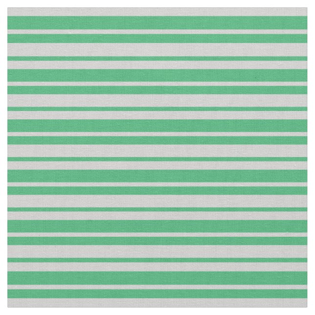 Sea Green & Light Gray Stripes/Lines Pattern Fabric (Close Up)