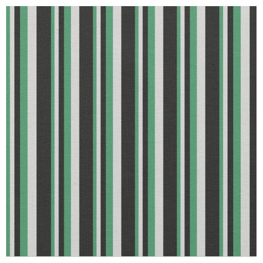 Sea Green, Light Grey & Black Pattern of Stripes Fabric