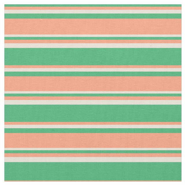 Sea Green, Light Salmon, and Bisque Pattern Fabric (Close Up)