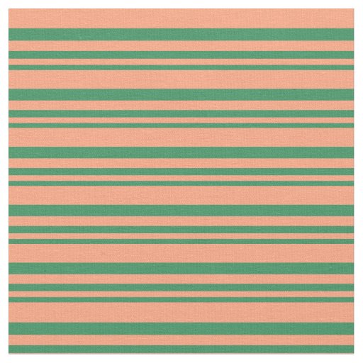 Sea Green & Light Salmon Colored Stripes Fabric