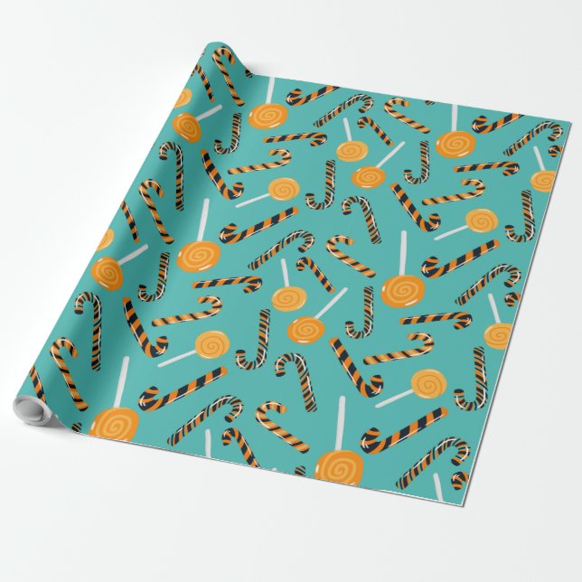 Sea green lollipop and sticks pattern wrapping  wrapping paper (Unrolled)