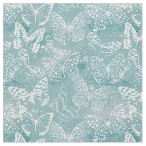 Sea Green Marble Butterflies Fabric