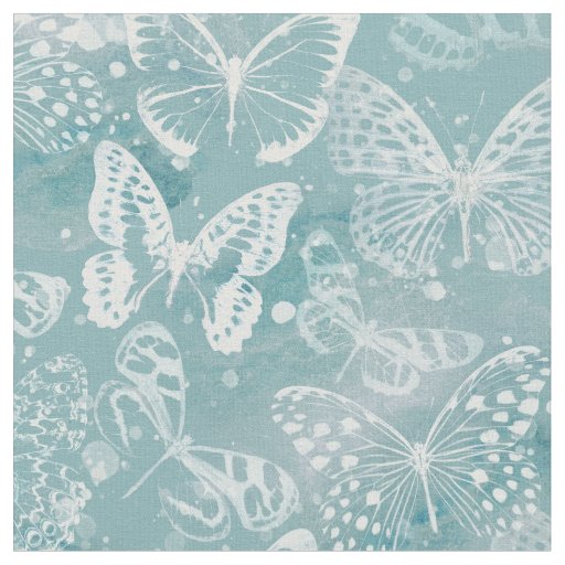 Sea Green Marble Butterflies Fabric