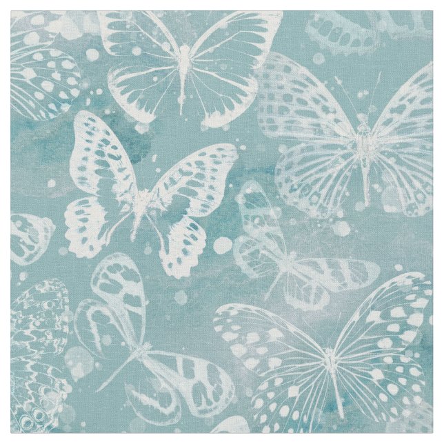 Sea Green Marble Butterflies Fabric (Close Up)