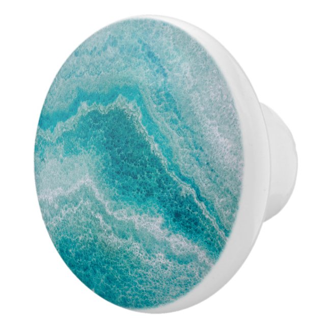Sea Green Marble Texture  Ceramic Knob (Right)