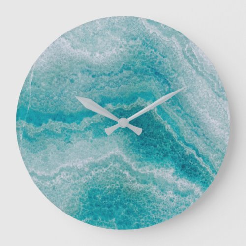 Sea Green Marble Texture Large Clock