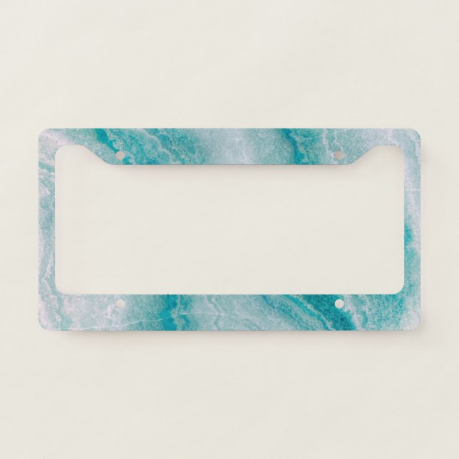 Sea Green Marble Texture License Plate Frame (Front)
