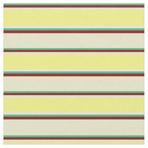 Sea Green, Maroon, Pale Goldenrod, Yellow & White Fabric