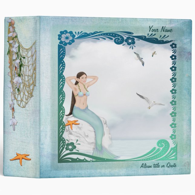 Sea Green Mermaid Fantasy Binder (Front/Spine)
