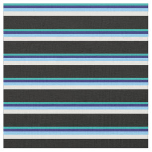 Sea Green, Midnight Blue, Sky Blue, White & Black Fabric