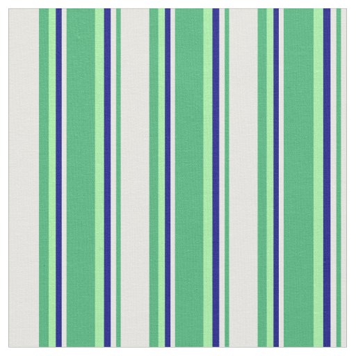 Sea Green, Mint Cream, Blue & Green Colored Lines Fabric