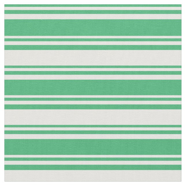 Sea Green & Mint Cream Lines/Stripes Pattern Fabric (Close Up)