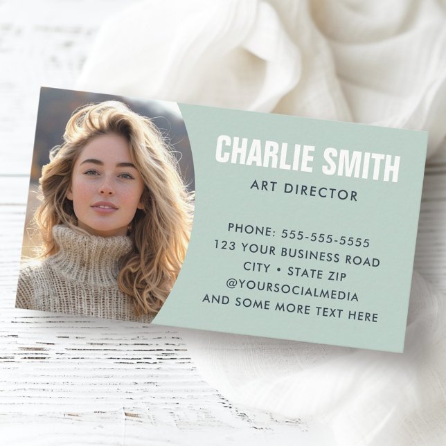 Sea green modern minimal photo business card (Sea green modern minimal photo business card)