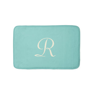 Sea Green Monogrammed Minimalist Plush Bathroom Mat