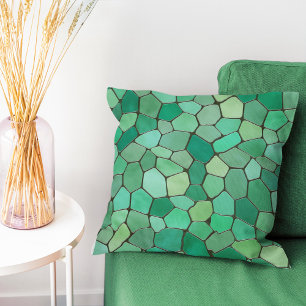 Sea Green Mosaic Throw Pillow