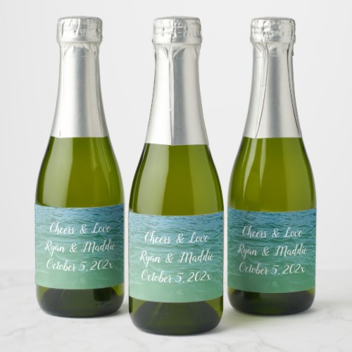 Sea Green Ocean Water Cheers n Love Sparkling Wine Label