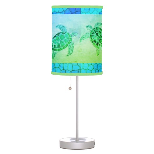 Sea Green Pebble Turtle Table Lamp (Right)