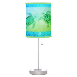 Sea Green Pebble Turtle Table Lamp