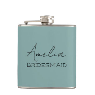 Sea Green Personalized Bridal Flask