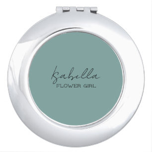 Sea Green Personalized Bridal Party Compact Mirror