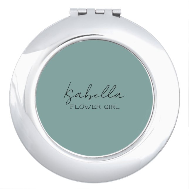 Sea Green Personalized Bridal Party Compact Mirror (Front)