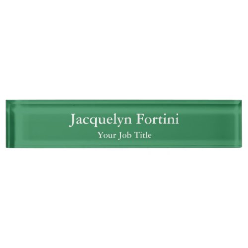 Sea Green Plain Elegant Modern Minimalist Desk Name Plate