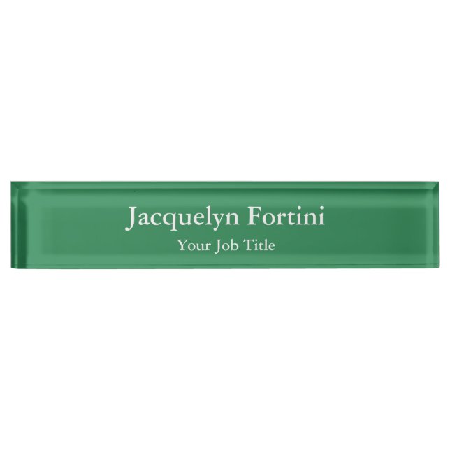 Sea Green Plain Elegant Modern Minimalist Desk Name Plate (Front)