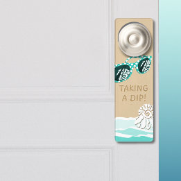Sea Green Polka Dot Sunglasses Shell TAKING A DIP! Door Hanger
