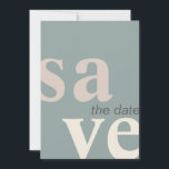Sea Green Porcelain Save The Date Card<br><div class="desc">"Save" in extra large letters and a place for that special photo on the back.</div>