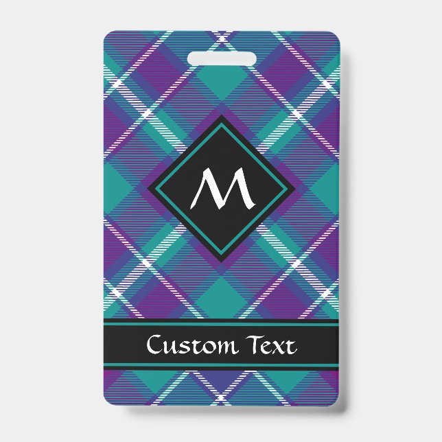 Sea Green, Purple and Blue Tartan Badge (Front)
