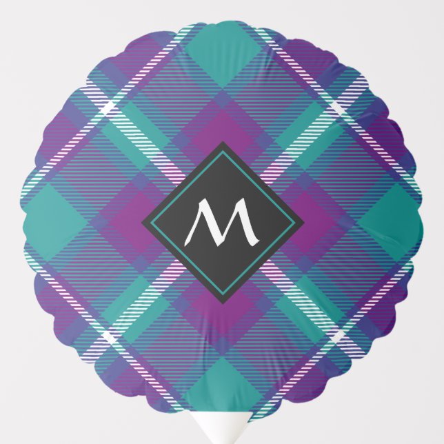 Sea Green, Purple and Blue Tartan Balloon (Front)