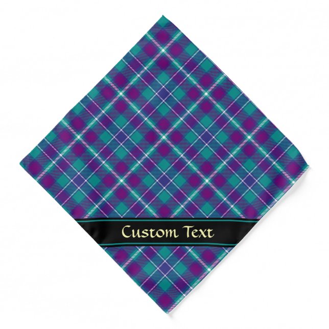 Sea Green, Purple and Blue Tartan Bandana (Front)