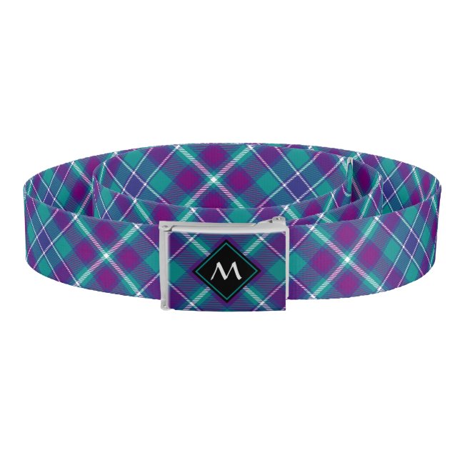 Sea Green, Purple and Blue Tartan Belt (Coil)