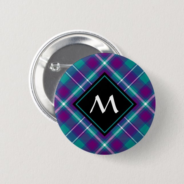 Sea Green, Purple and Blue Tartan Button (Front & Back)