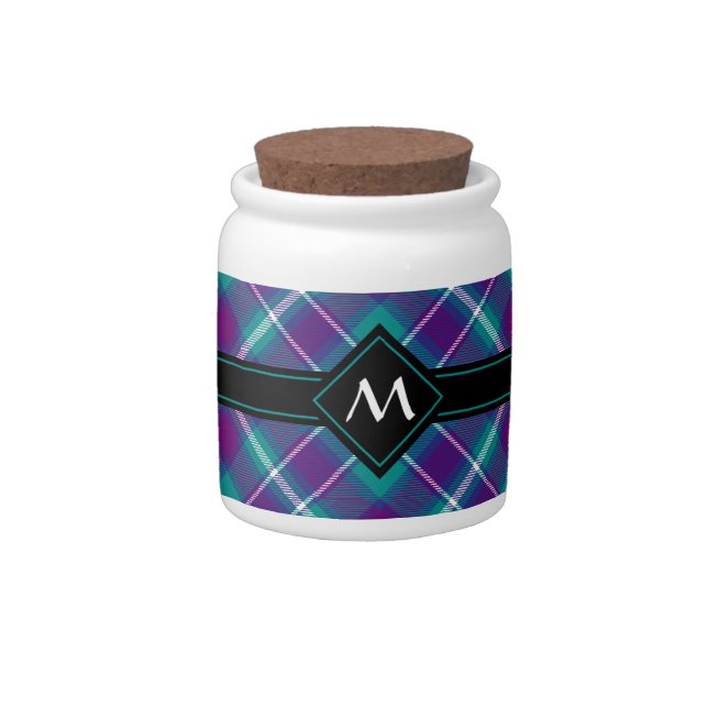 Sea Green, Purple and Blue Tartan Candy Jar (Right)