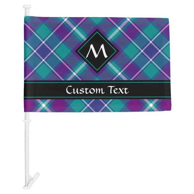 Sea Green, Purple and Blue Tartan Car Flag (Front)