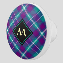 Sea Green, Purple and Blue Tartan Ceramic Knob