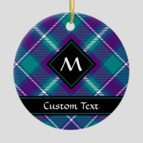 Sea Green, Purple and Blue Tartan Ceramic Ornament