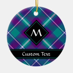 Sea Green, Purple and Blue Tartan Ceramic Ornament