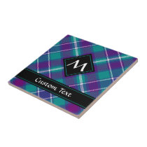 Sea Green, Purple and Blue Tartan Ceramic Tile
