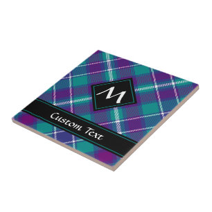 Sea Green, Purple and Blue Tartan Ceramic Tile