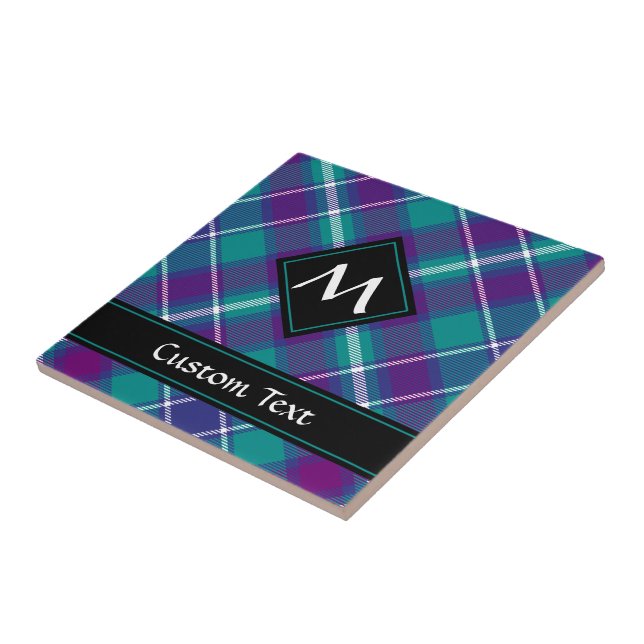 Sea Green, Purple and Blue Tartan Ceramic Tile (Side)