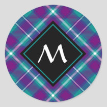 Sea Green, Purple and Blue Tartan Classic Round Sticker