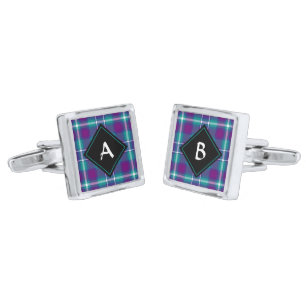 Sea Green, Purple and Blue Tartan Cufflinks