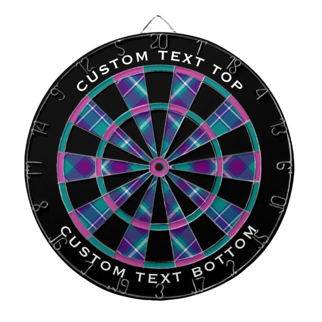 Sea Green, Purple and Blue Tartan Dart Board (Front)