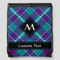 Sea Green, Purple and Blue Tartan Drawstring Bag