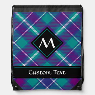 Sea Green, Purple and Blue Tartan Drawstring Bag