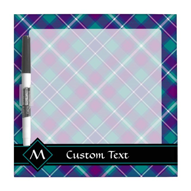Sea Green, Purple and Blue Tartan Dry Erase Board (Front)