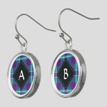 Sea Green, Purple and Blue Tartan Earrings