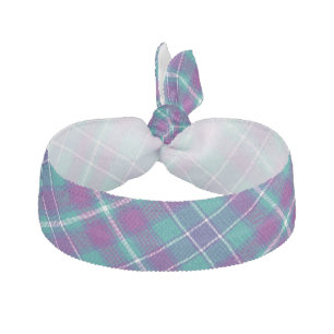 Sea Green, Purple and Blue Tartan Elastic Hair Tie